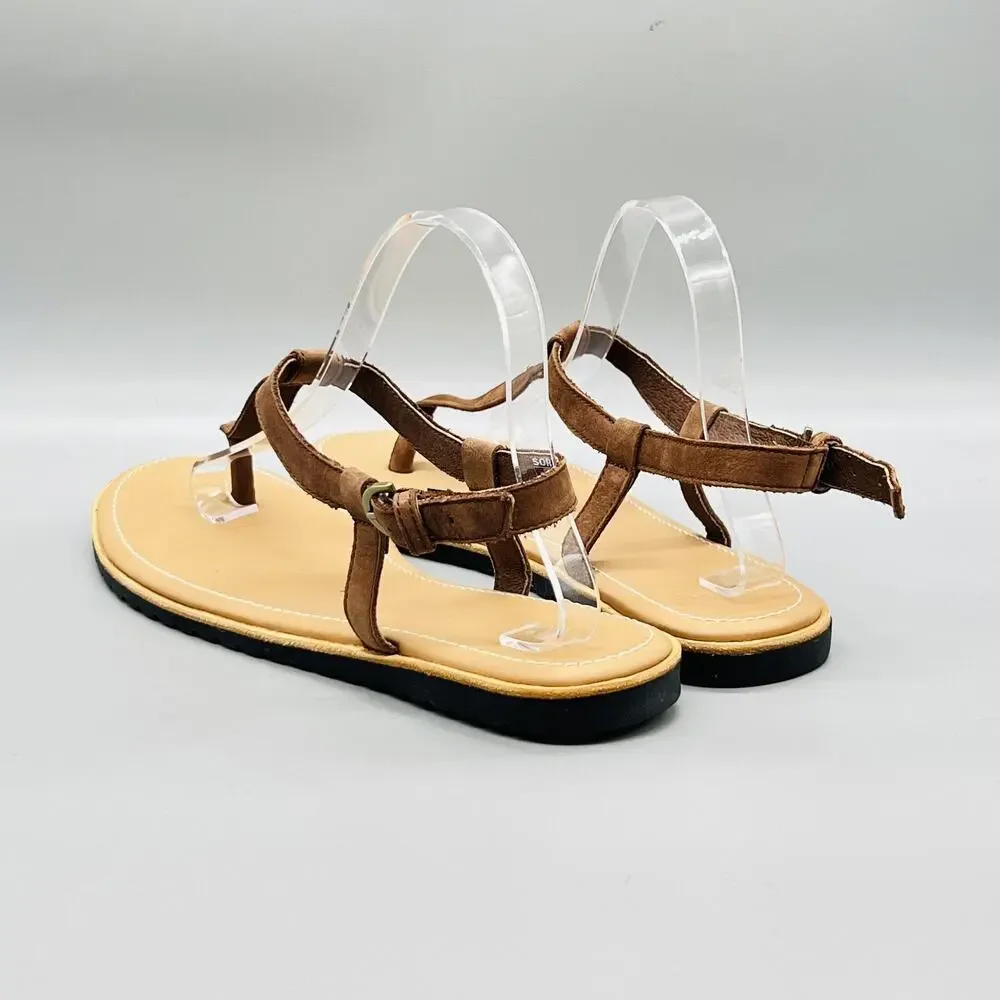 Sorel Sandals Womens 11 Brown Suede Thong Buckle Strap Slingback Flat Shoes